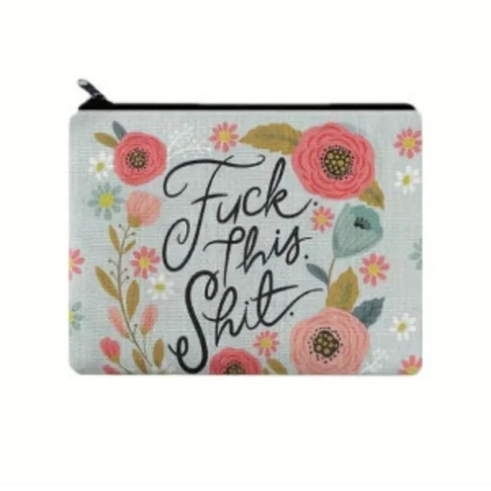 Vintage Floral Print Zipper Carry-On Bag, Lightweight Makeup Bag